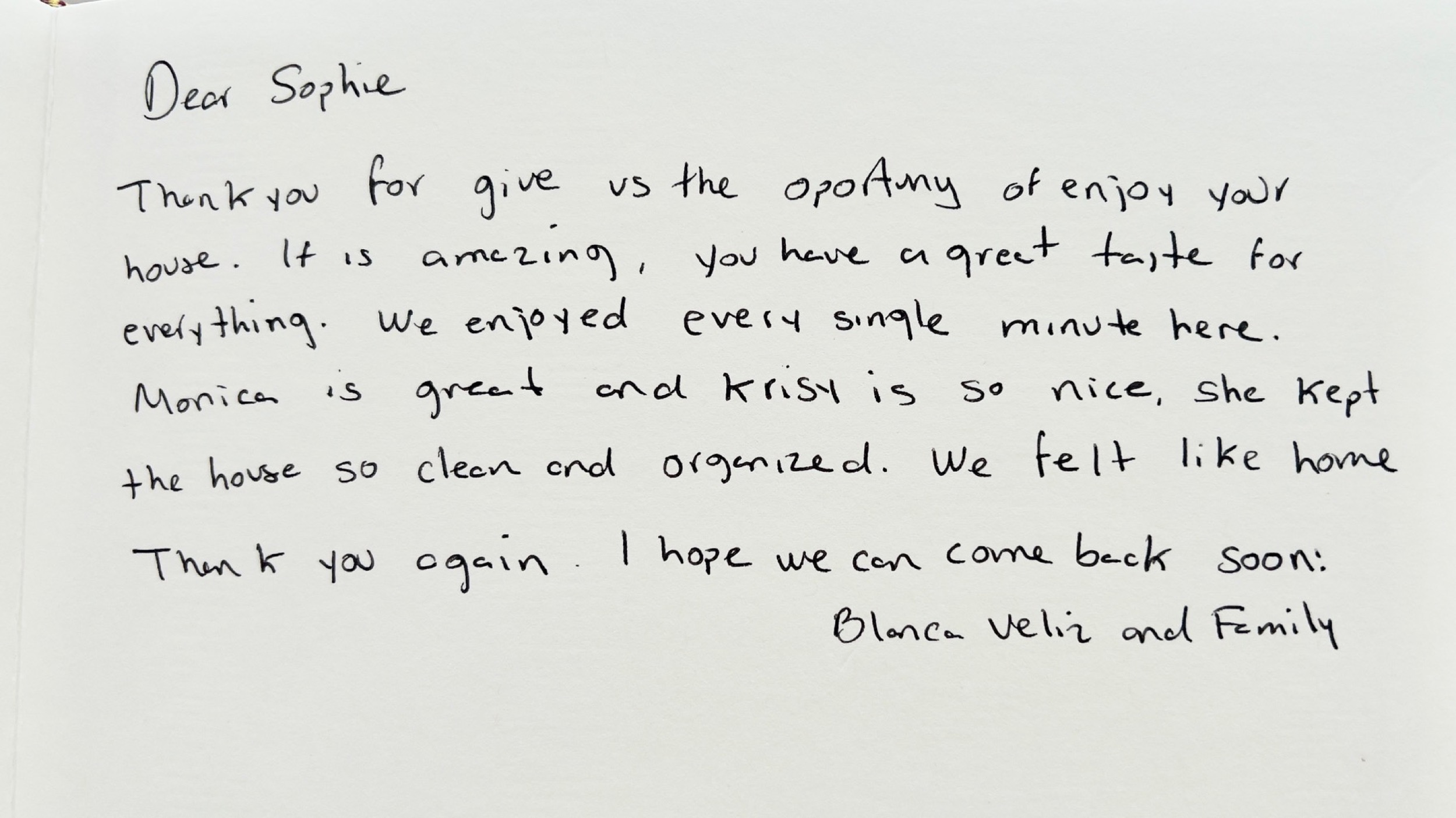 Bakari House Guestbook Review 1