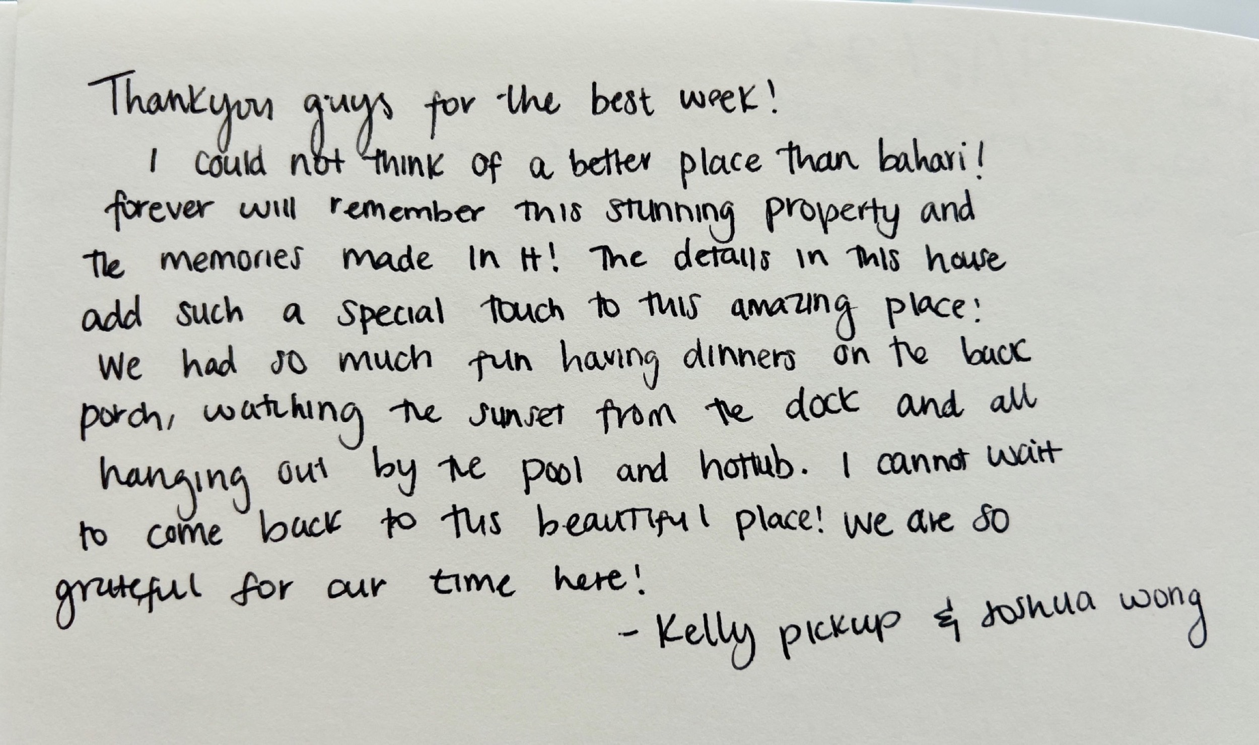 Bakari House Guestbook Review 4
