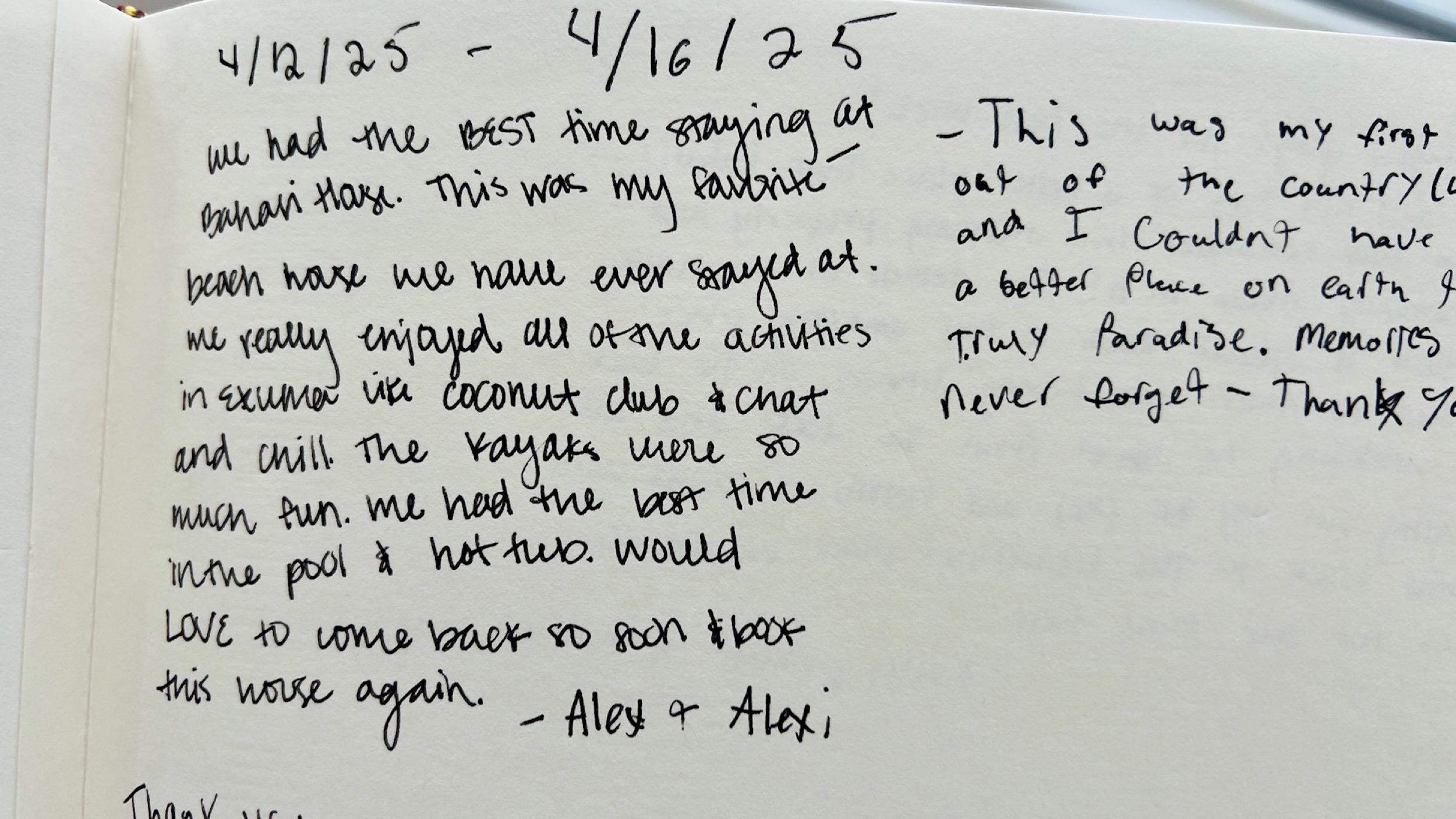 Bakari House Guestbook Review 6