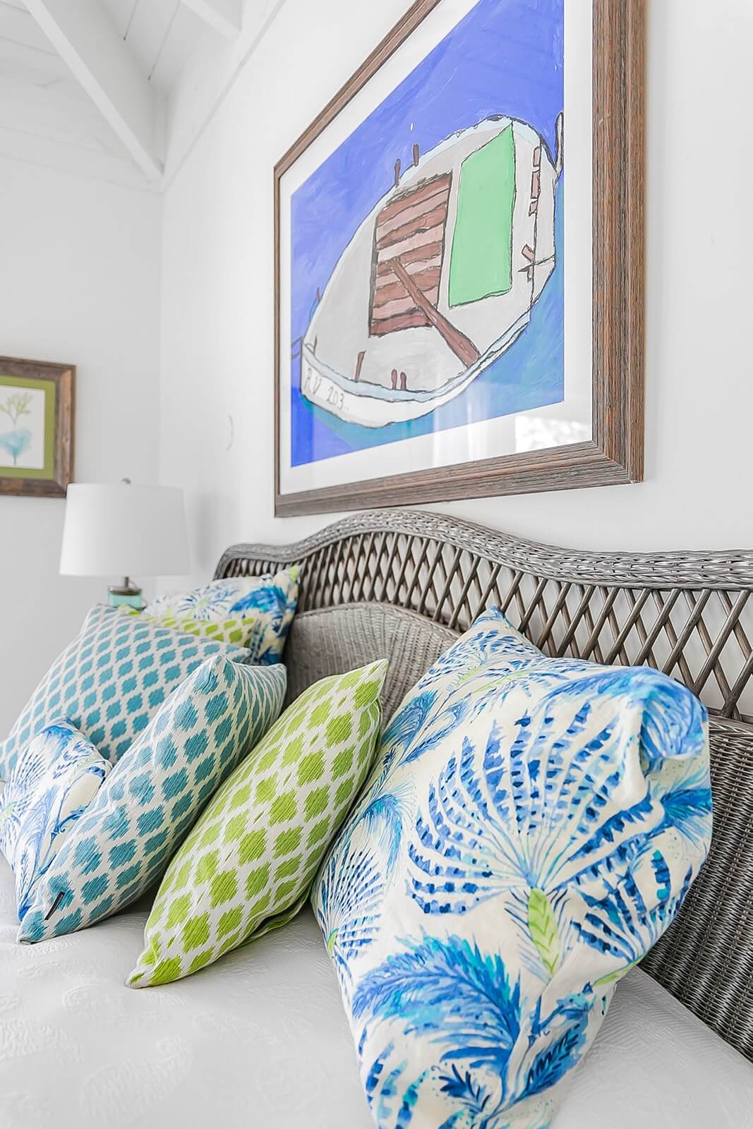 Bedroom with decorative pillows Bakari House Great Exuma Bahamas