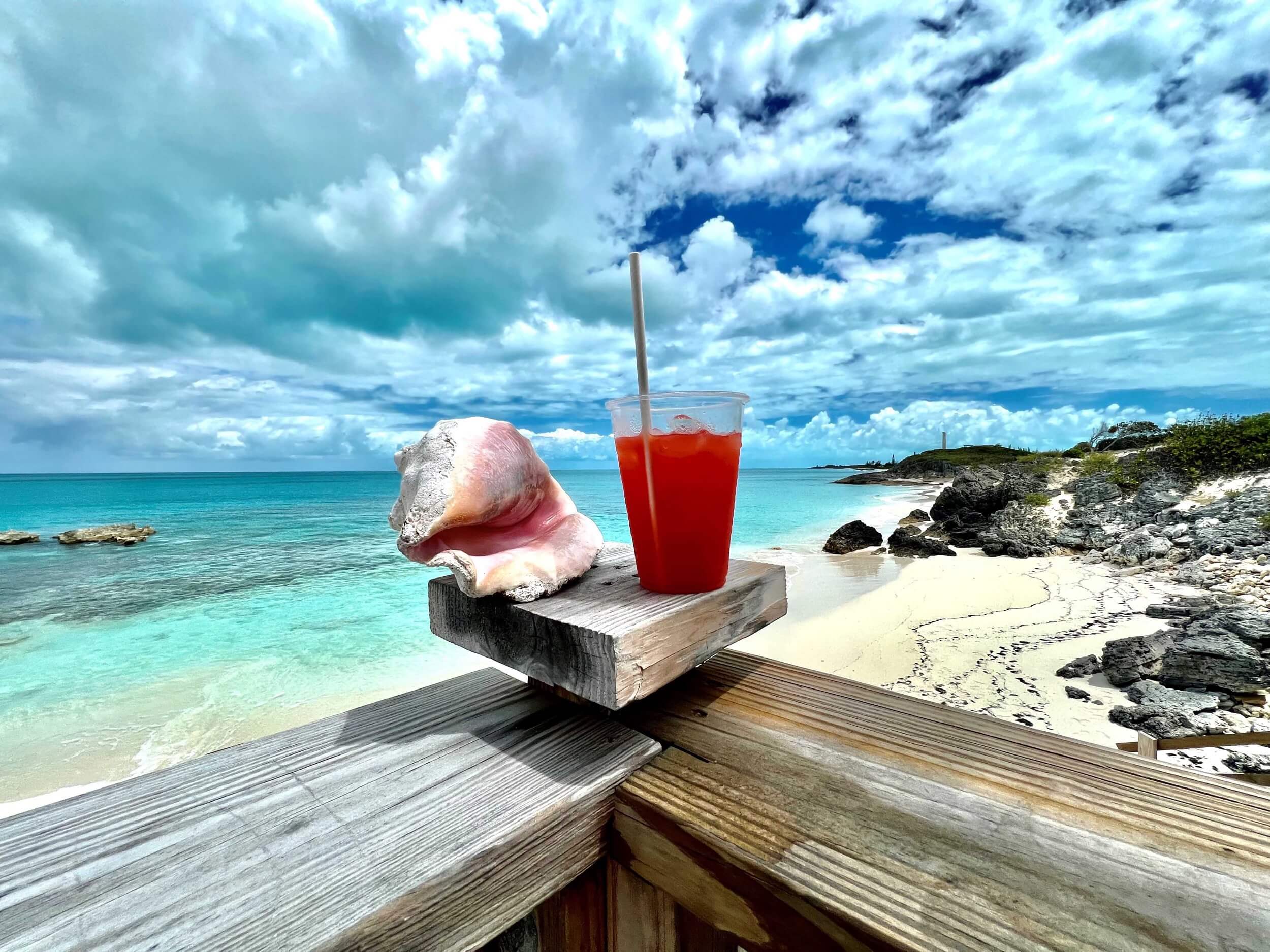 Drinks with ocean view Bakari House Great Exuma Bahamas