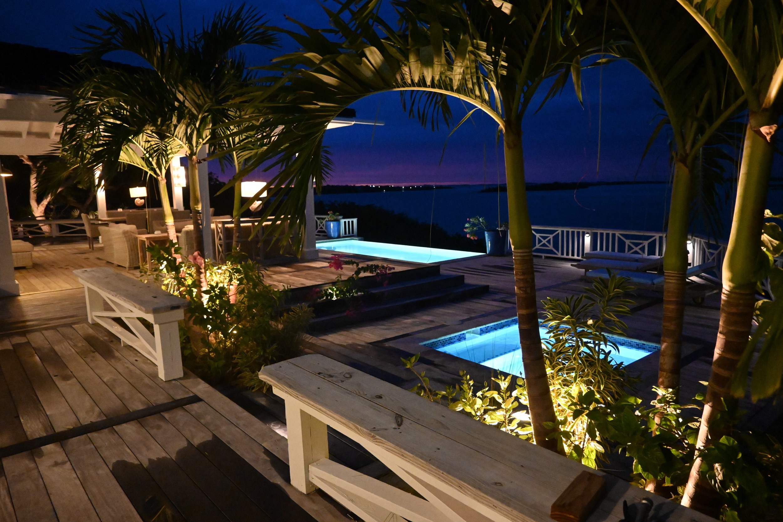 Pool at night Bakari House Great Exuma Bahamas