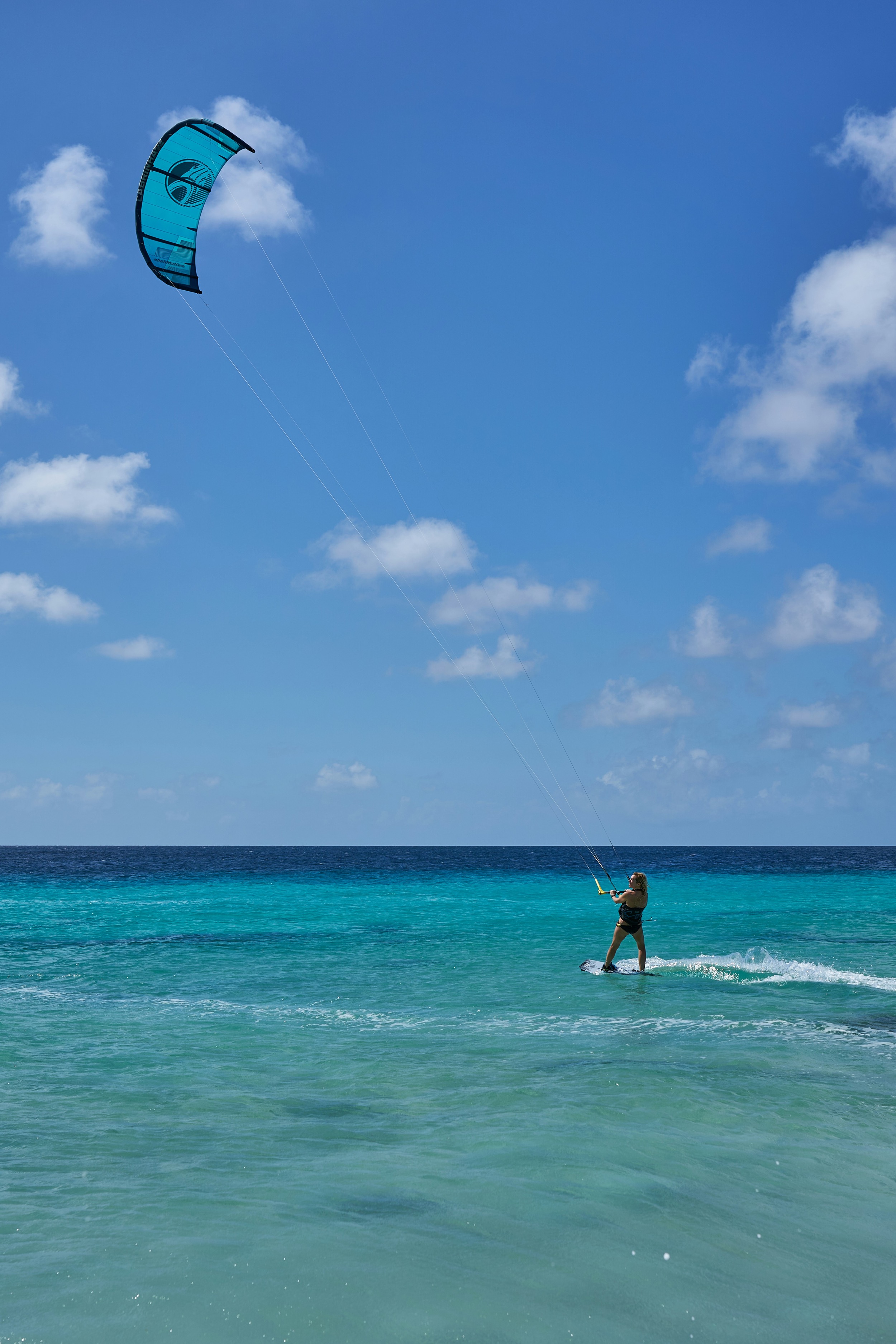 Kitesurfing on the turquoise waters of Great Exuma Bahamas