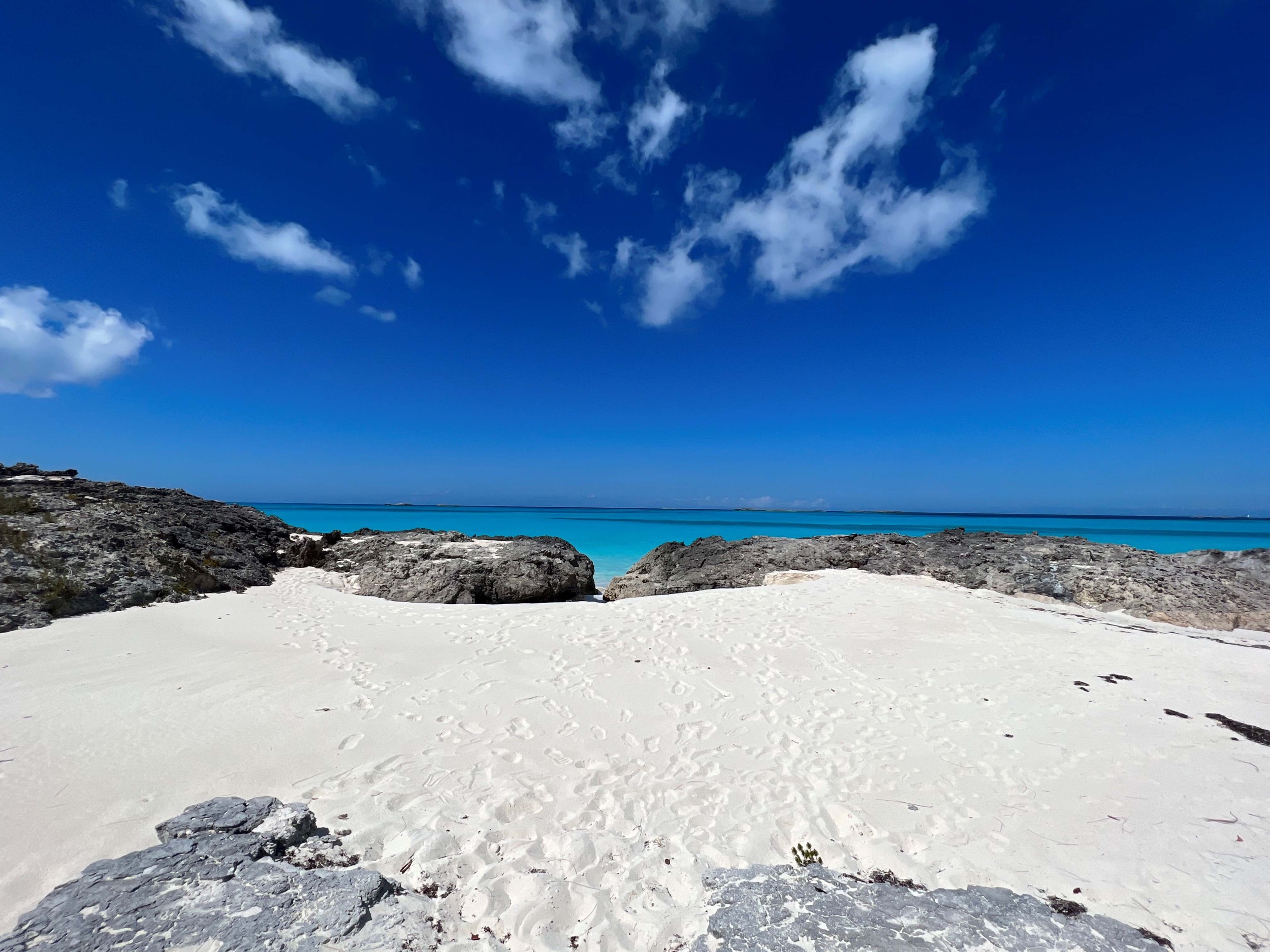 white sand beach Bakari House Great Exuma Bahamas